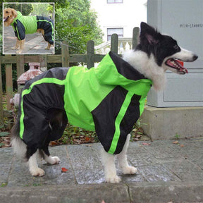 Capa de chuva impermeável para cães em tecido Oxford com pernas e capuz