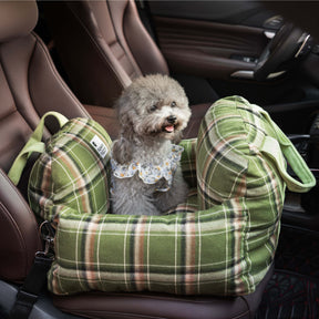 Cama de assento de carro para cachorro de segurança de viagem xadrez vintage