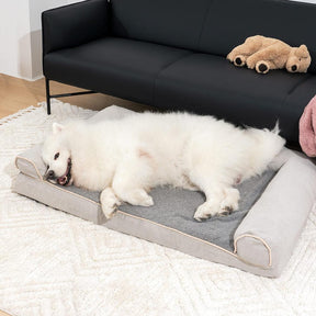 Cama ortopédica para cães com suporte total de lã sintética e camurça