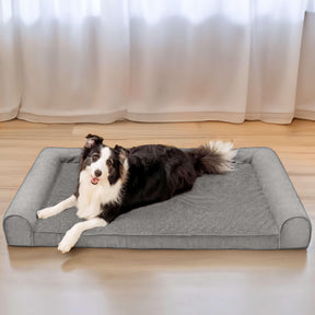 Cama ortopédica para cães com suporte total de lã sintética e camurça