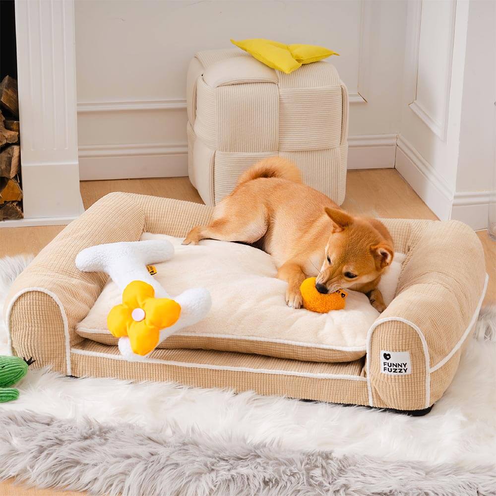 Sofá-cama ortopédico de flanela de dupla camada para cães Deluxe