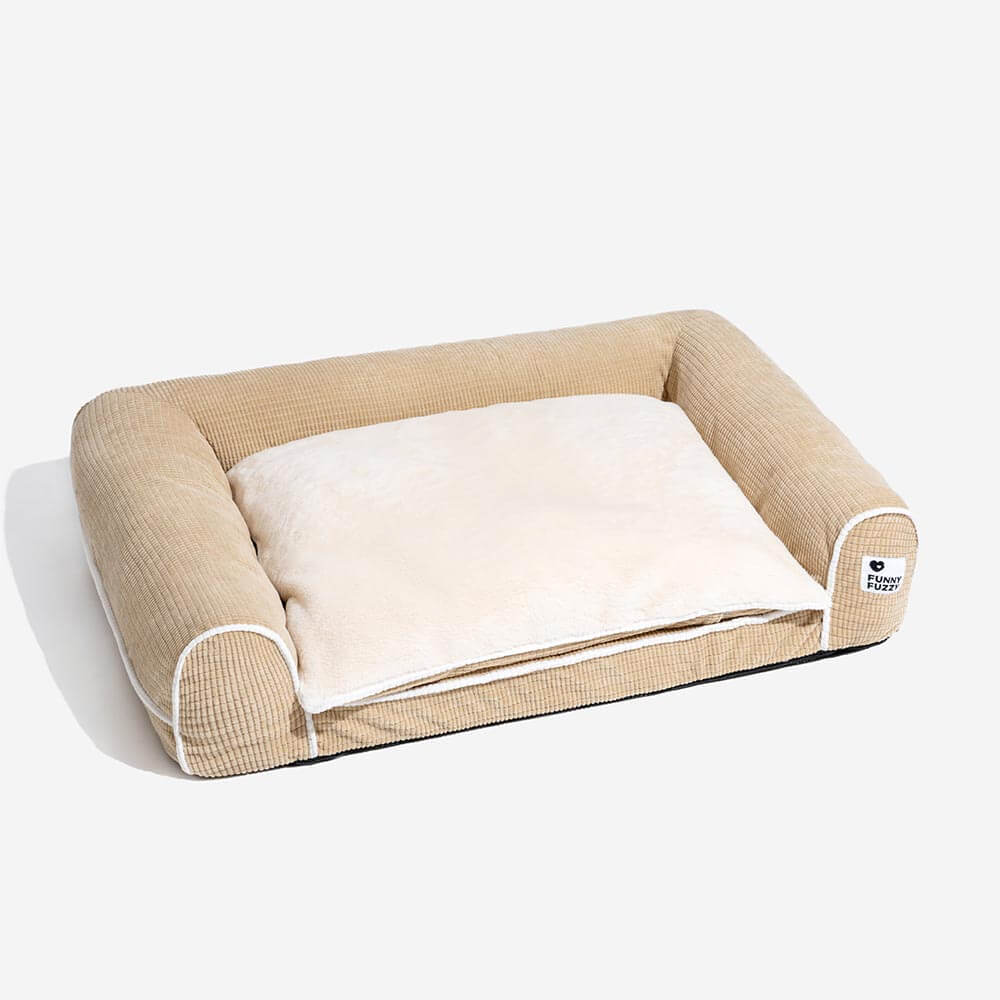 Sofá-cama ortopédico de flanela de dupla camada para cães Deluxe