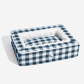 Cama festiva clássica tartan aconchegante para cães anti-ansiedade calmante