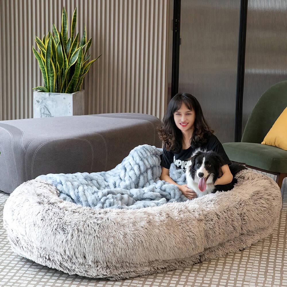 Cama humana super grande luxuosa para cachorro com cobertura macia super para animais de estimação