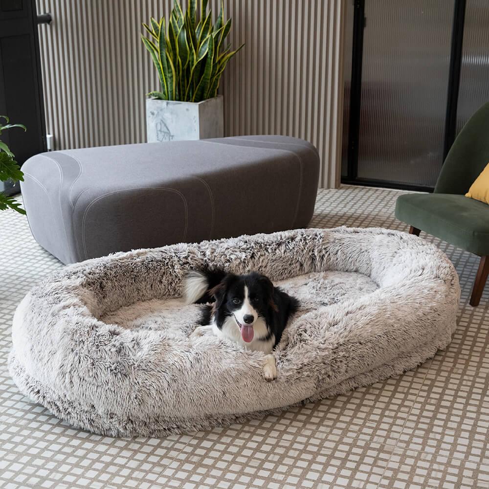 Cama humana super grande luxuosa para cachorro com cobertura macia super para animais de estimação