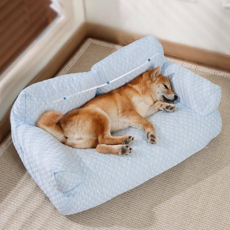 Cama para animais de estimação com resfriamento de seda gelada e lavável e respirável Cachorro Sofá-cama