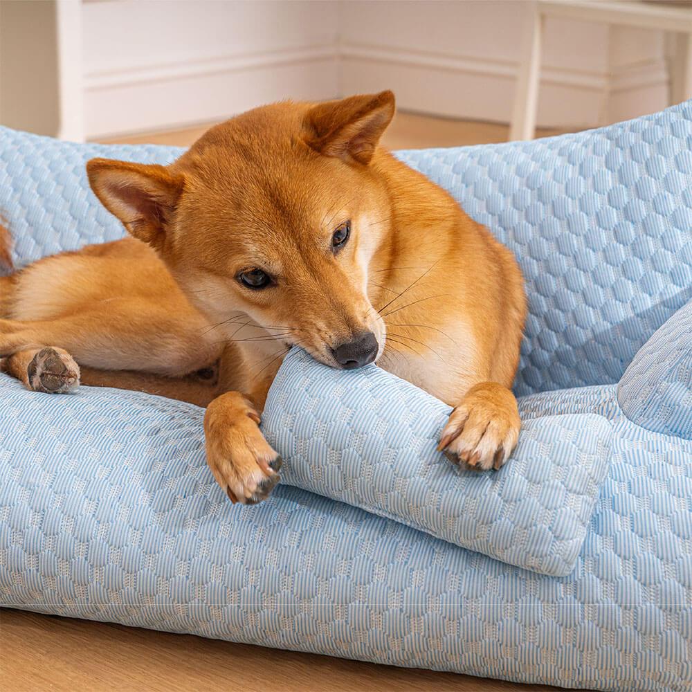 Cama para animais de estimação com resfriamento de seda gelada e lavável e respirável Cachorro Sofá-cama