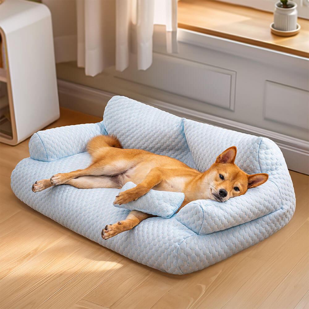 Cama para animais de estimação com resfriamento de seda gelada e lavável e respirável Cachorro Sofá-cama