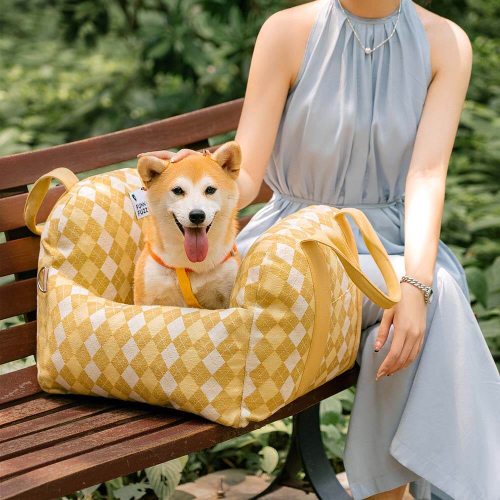 Cama de assento de carro para cachorro e cachorrinho de segurança para viagens - Primeira classe