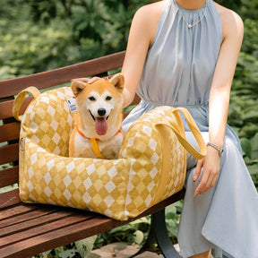 Cama de assento de carro para cachorro e cachorrinho de segurança para viagens - Primeira classe