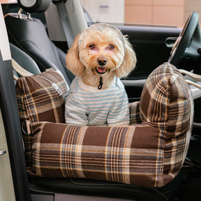 Cama de assento de carro para cachorro de segurança de viagem xadrez vintage