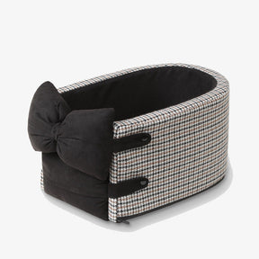 Assento de carro para animais de estimação Houndstooth Lookout Console Bow Tie